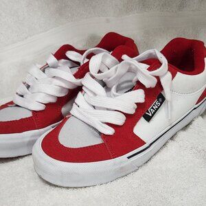 Vans Chukka Push Suede/Canvas Red & White Skateboard Shoes 7/M or 8.5/W